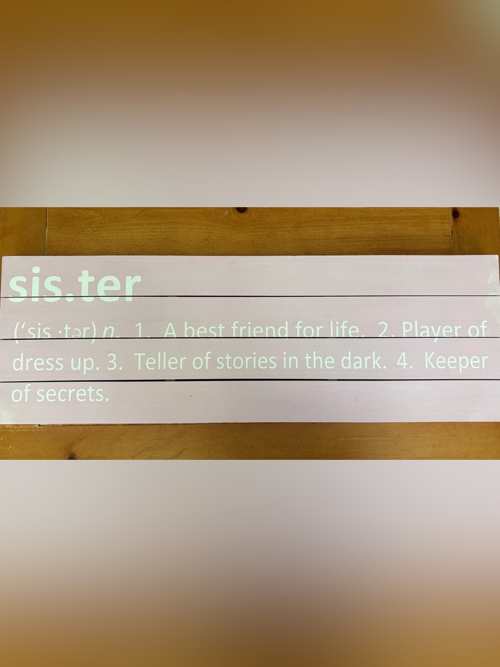 Pottery Barn Sister Wooden Sign, Pink, New